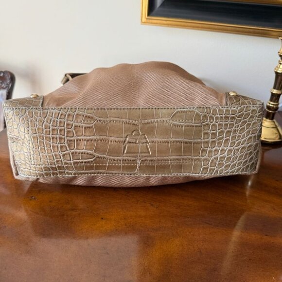 Kathy Van Zeeland Gold Jewel Embellished Shoulder Bag Croc Trim  Back Pocket - Picture 8 of 15